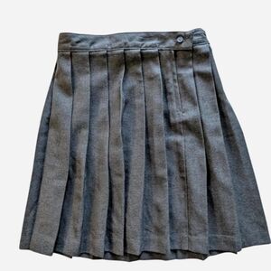 French Toast Gray Knee-Length Pleated Skirt